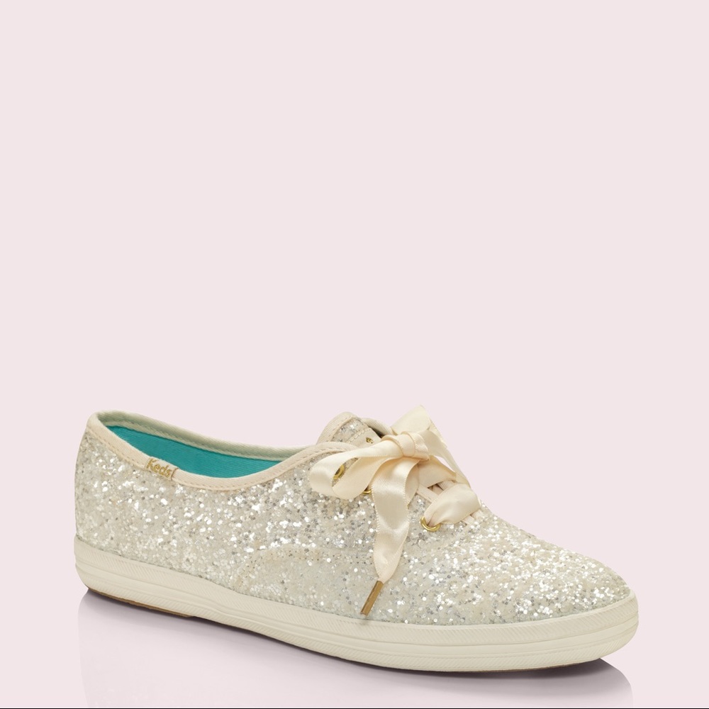 Kate Spade Keds - White Glitter